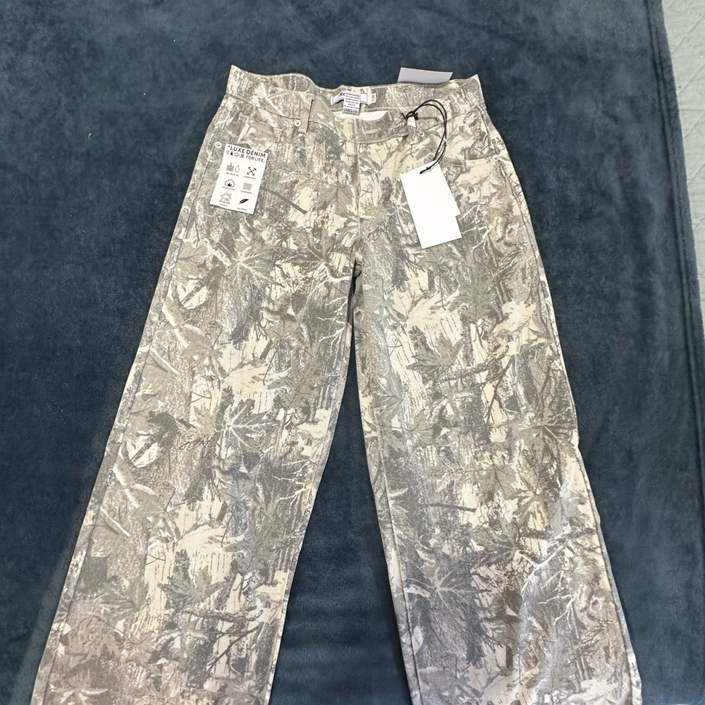 Chic Cream Patterned Women's WIDE LEG Jeans